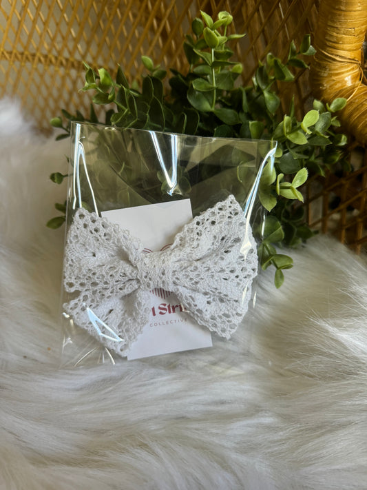 Headband Bows - White Lace