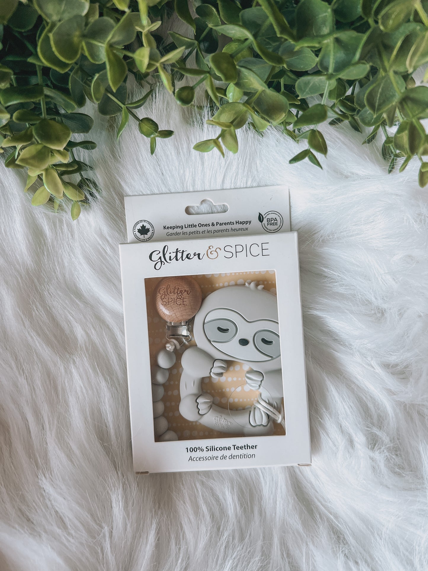 Glitter & Spice Pacifier Teether - Sloth