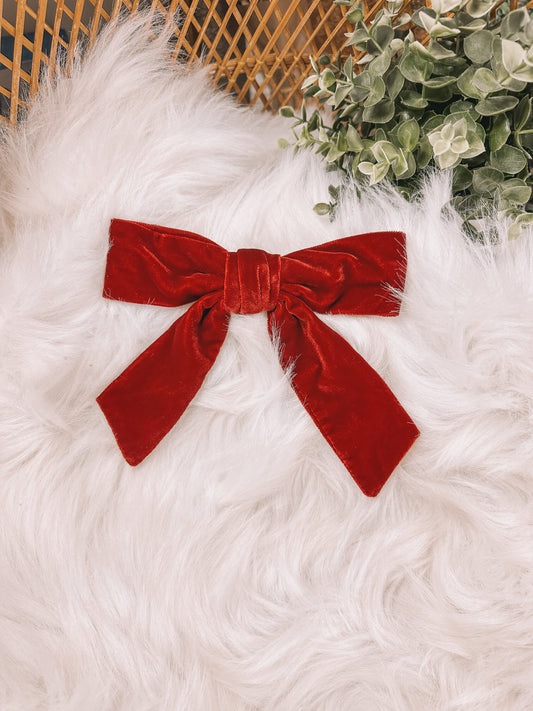 The BL - Velvet Hair Bow Crimson